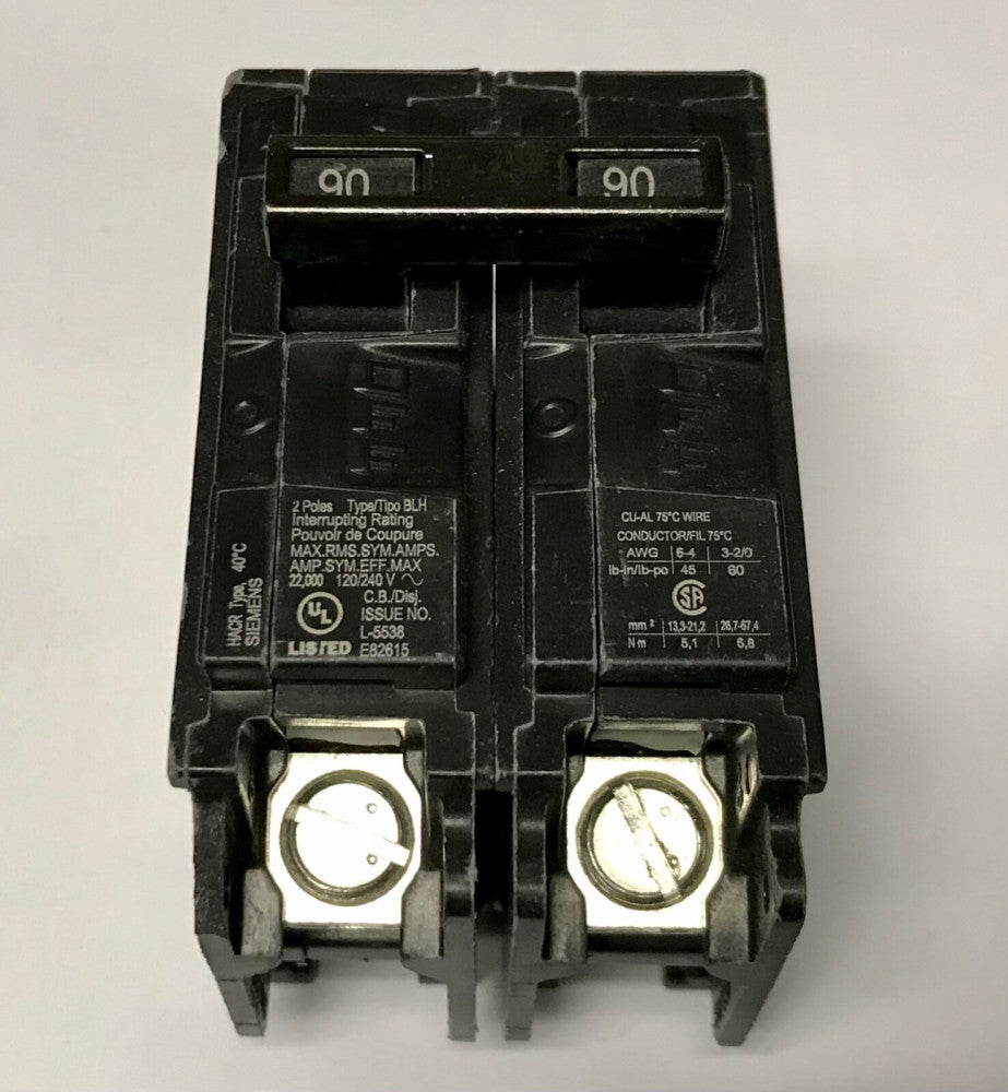 SIEMENS B290H 2 Pole 90 AMP Type BLH Circuit Breaker Bolt IN