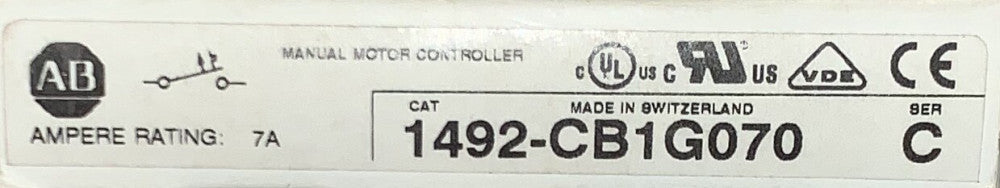 ALLEN BRADLEY 1492 CB1G070 Single Pole 7 Amp Manual Motor Controller