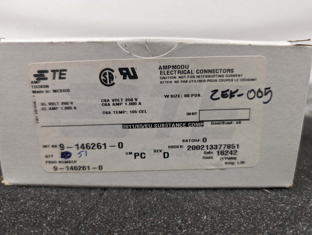 New, AMP/Tyco, 9-146261-0, CONN HEADER VERT 80POS 2.54MM - 1pc each