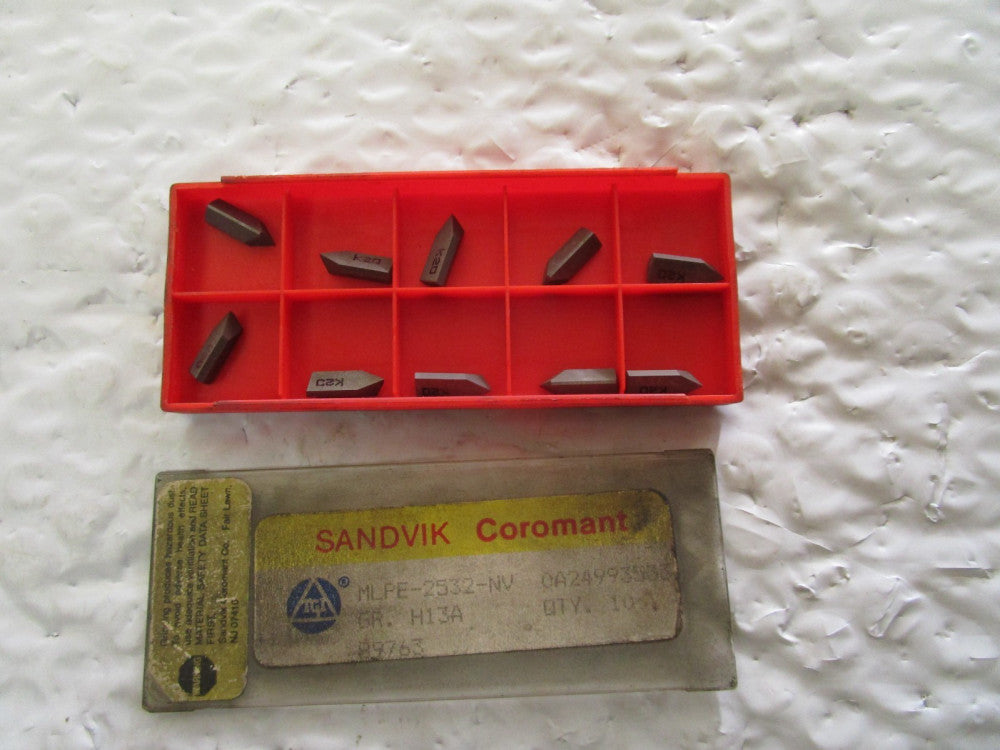 Lot Of 10 Sandvik H13A Carbide Inserts MLPE-2532-NV