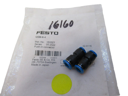 Festo QSM-6-4 , QSM64 Push-In Connector (New - Lot of 2)