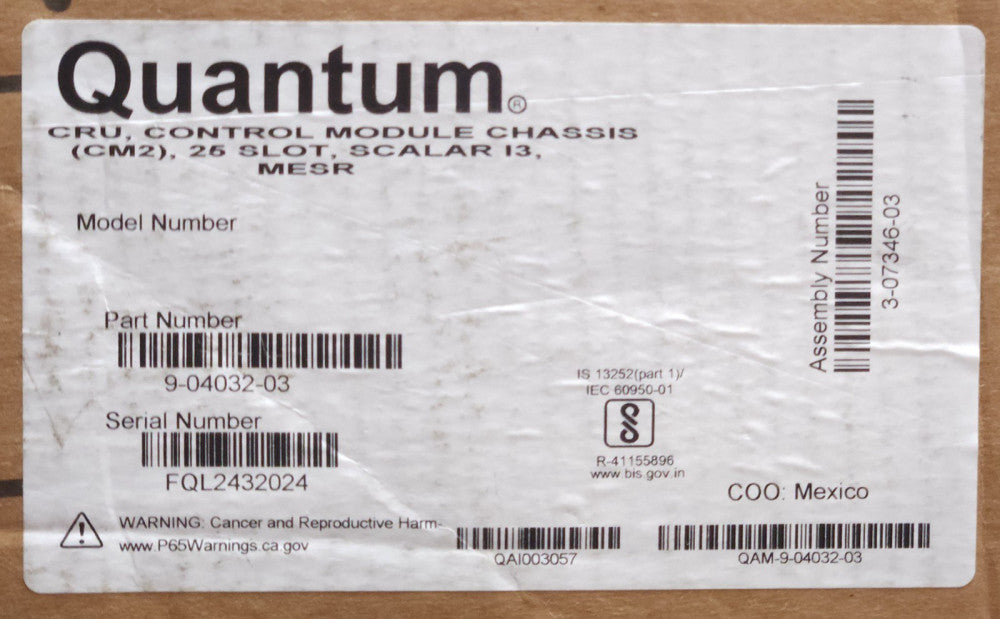 QUANTUM MODEL SC001 SCALAR i3 CRU CONTROL MODULE CHASSIS CM2 3-07346-03