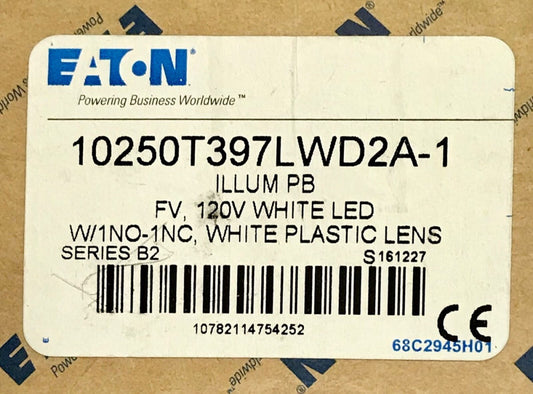 EATON CUTLER HAMMER 10250T397LWD2A 1 WHITE 120 VAC LED Illuminated Push Button