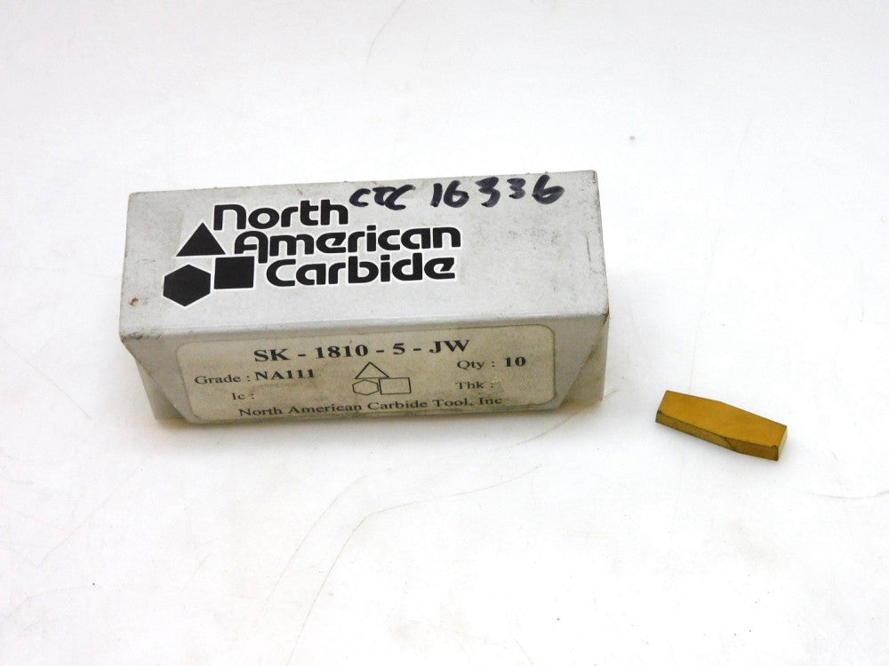 LOT OF 10 NORTH AMERICAN CARBIDE TOOL SK 1810-5-JW CARBIDE INSERT NA111