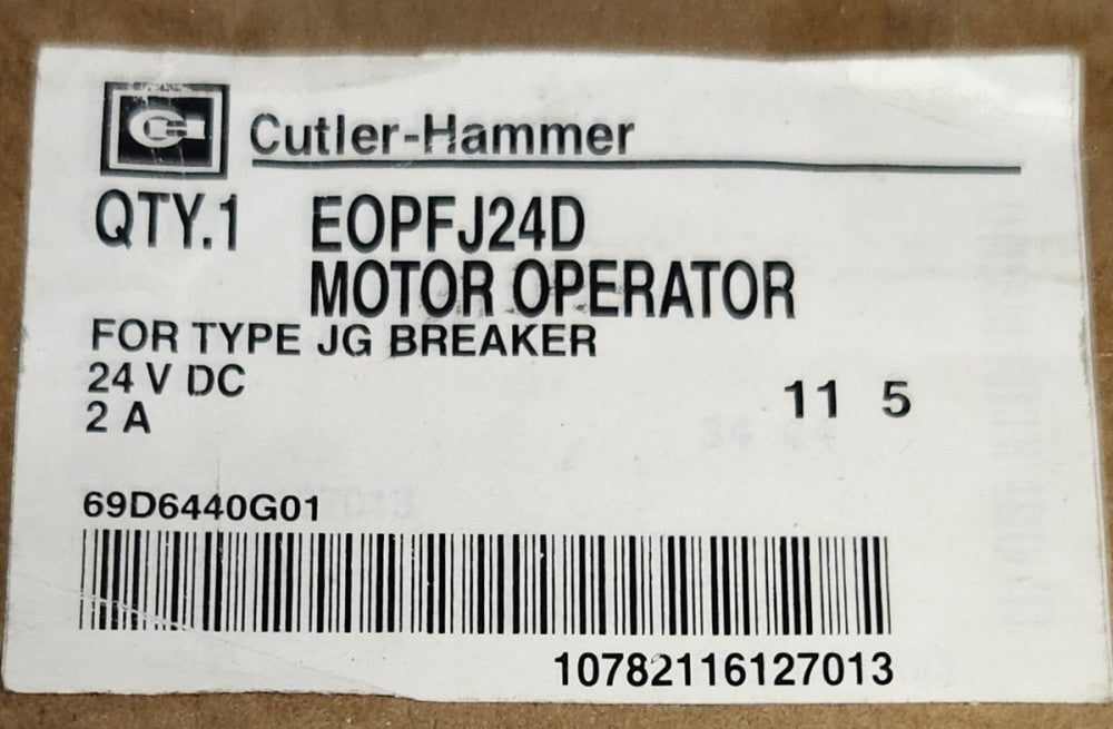 EATON CUTLER HAMMER EOPFJ24D Type JG Breaker Motor Operator 24 VDC 69D6440G01
