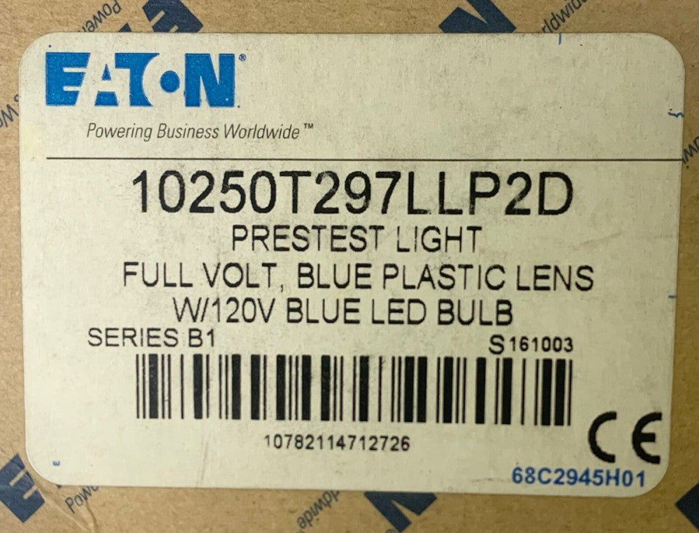 EATON 10250T297LLP2D 120 VAC BLUE LED Bulb Blue Lens Pretest Light Push To Test 