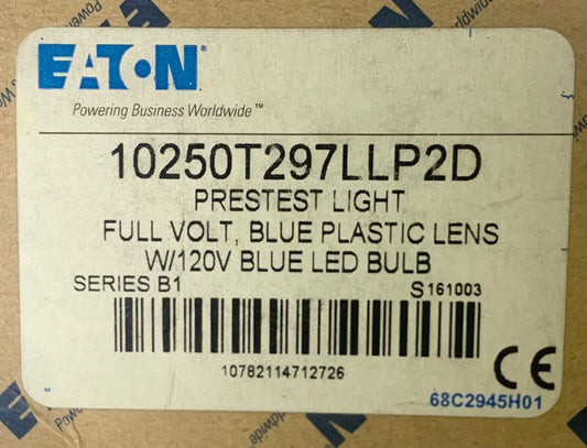 EATON 10250T297LLP2D 120 VAC BLUE LED Bulb Blue Lens Pretest Light Push To Test 