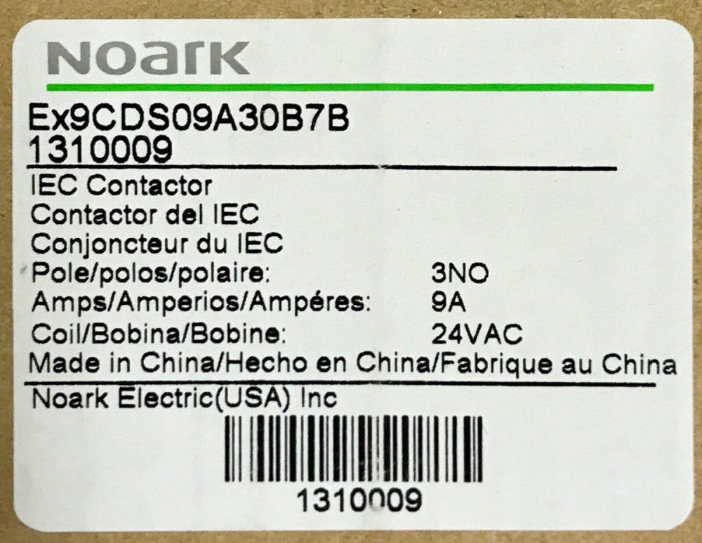 NOARK EX9CDS09A30B7B 1310009 IEC Contactor 9 AMP 3 NO 24 VAC 1NOA001