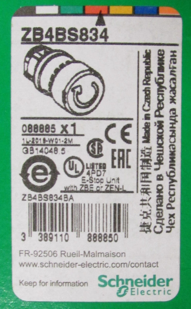 SCHNEIDER ELECTRIC ZB4 BS834 Red Twist Release Push Button