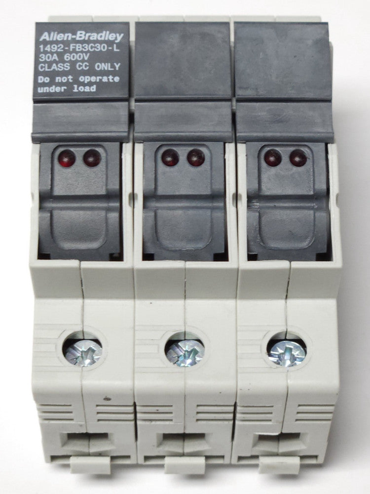 ALLEN BRADLEY 1492 FB3C30 L 3 Pole 30 AMP 600 VAC Modular Fuse Holder Din Rail
