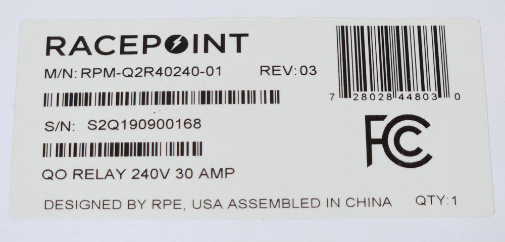 SAVANT RACEPOINT RPM Q2R40240 01 Type QO RELAY FOR Breaker Panel 2 Pole 30 AMP