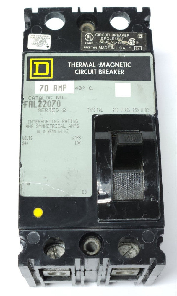 SQURE D FAL22070 2 Pole 70 AMP Type FAL Circuit Breaker
