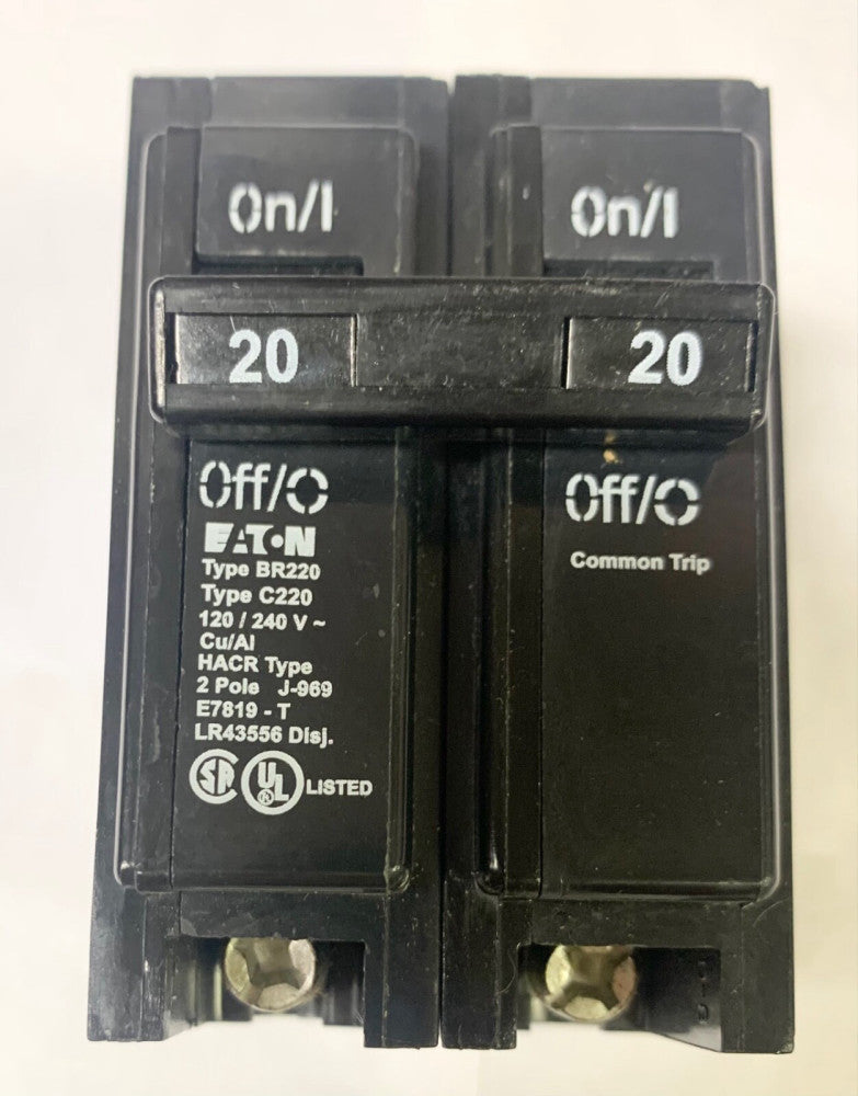 EATON CUTLER HAMMER BR220 2 Pole 20 AMP Type BR Circuit Breaker Type C220