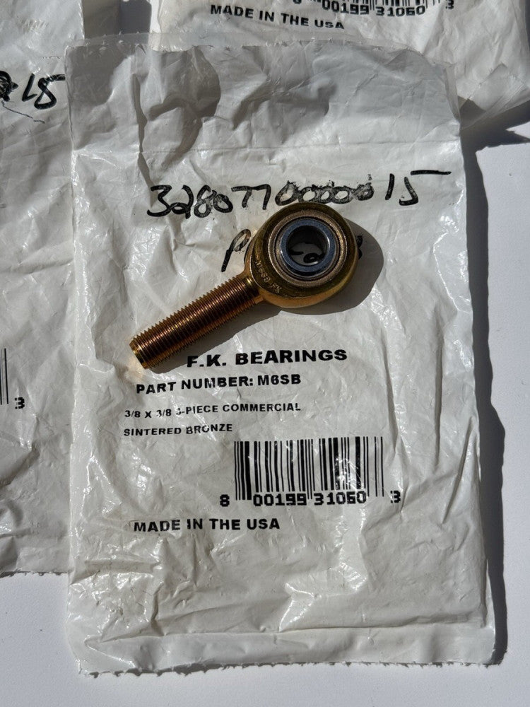 Lot of 6 - F.K. Bearings M6SB Rod End Bearing 3/8" x 3/8" - New