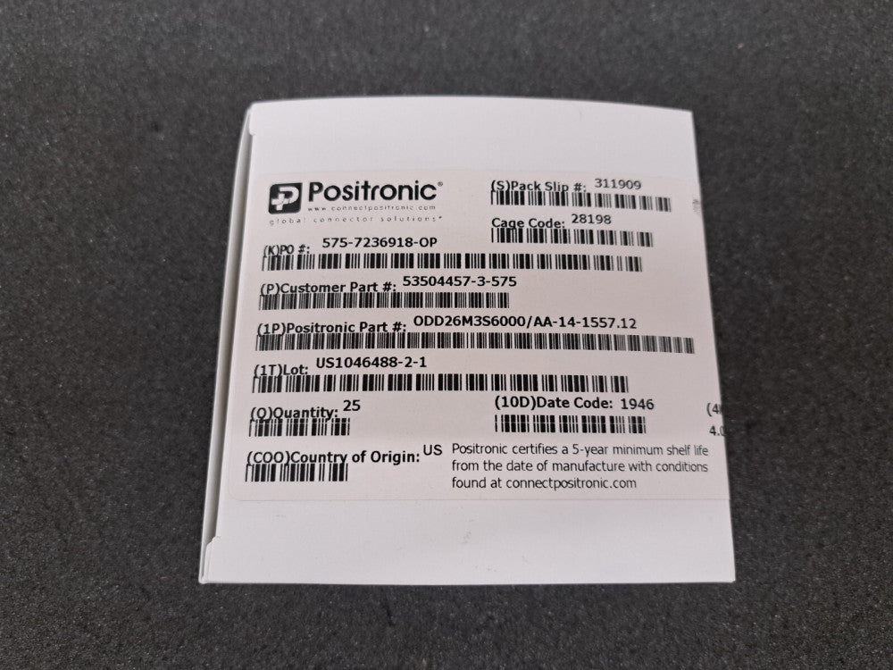 New, Positronic, ODD26M3S6000/AA-14-1557.12, D-Sub Mini-Connector, 26 Contact