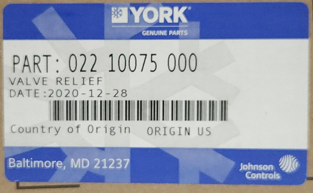 YORK 022 10075 000 MUELLER BY34519 180 SAFETYMASTER Relief Valve 180 PSI