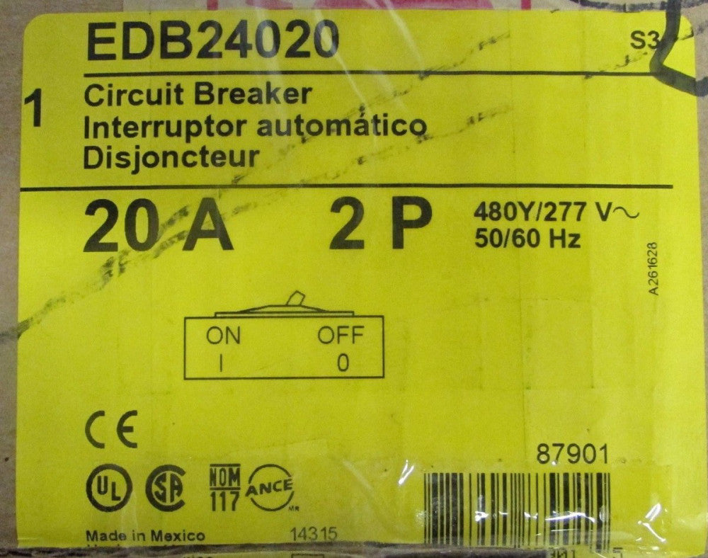 Square D EDB Circuit Breaker 2 Pole 20 Amp EDB24020
