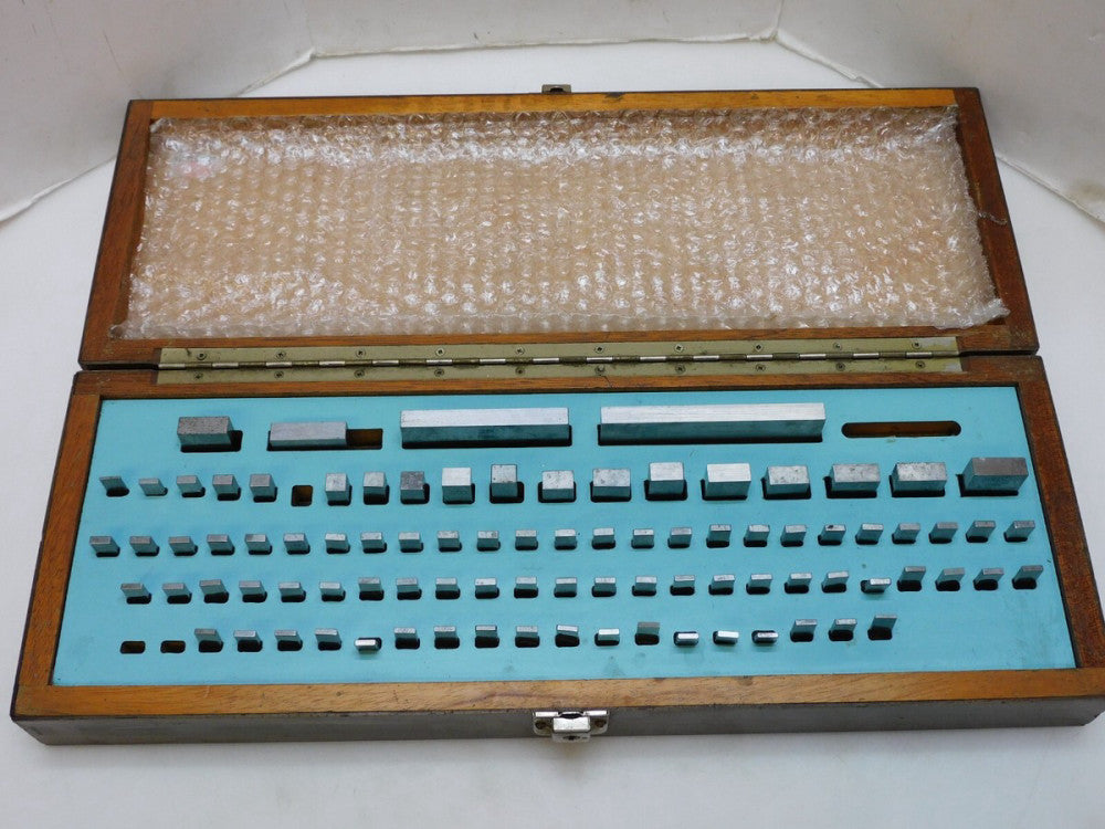 STARRETT 0.05 TO 4" 89 PC WEBBER SET IN WOODEN BOX INCOMPLETE SET