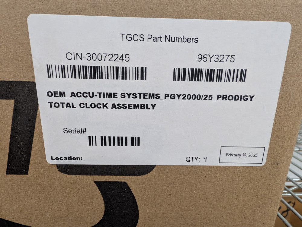 New, Accu-Time Systems, PGY2000/25, PRODIGY TOTAL CLOCK ASSEMBLY (96Y3275)