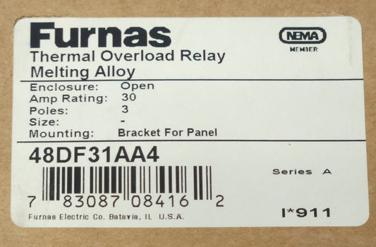SIEMENS FURNAS 48DF31AA4 Thermal Overload Relay 30 AMP 3 Pole Panel Mount Meltin