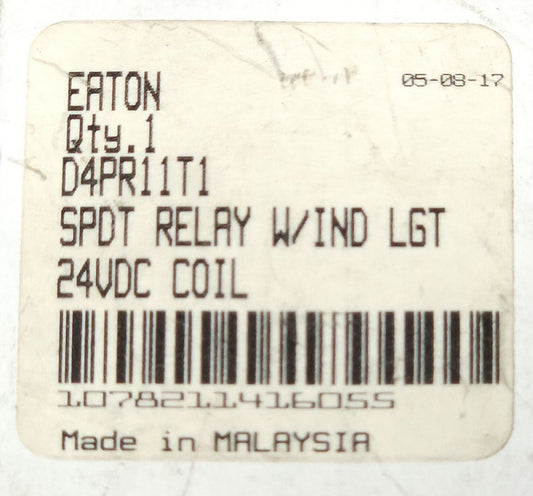 EATON CUTLER HAMMER D4PR11T1 SPDT 24 VDC Relay with Indicating Light 5 Blade Typ