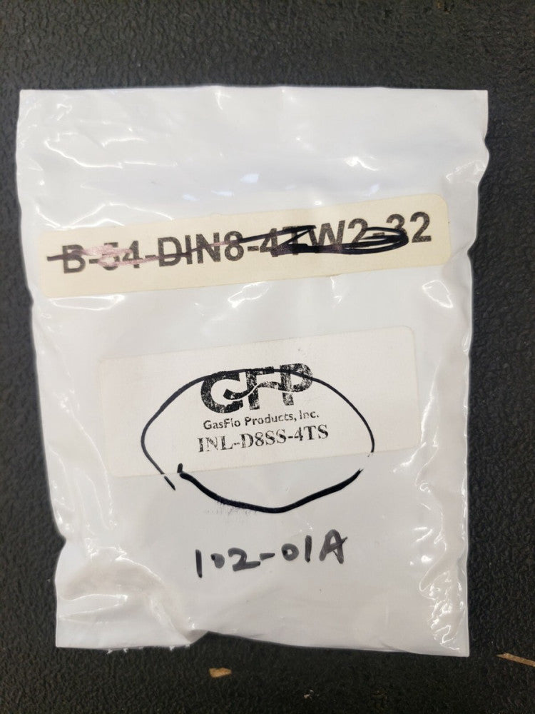 NEW, GASFLO PRODUCTS, INL-D8SS-4TS, GasFlo Products - INLET DIN 8 X 1/4 TS 
