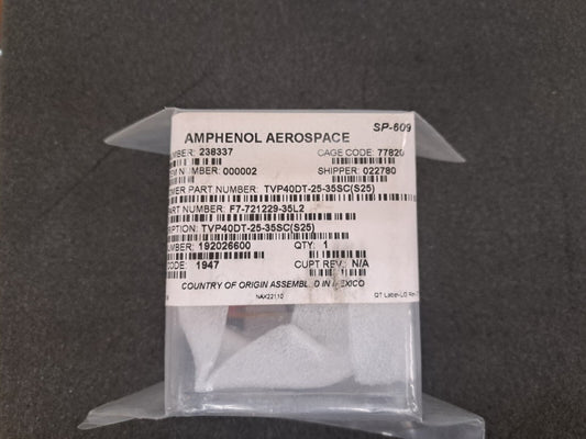 New, Amphenol, TVP40DT-25-35SC(S25), WALL MT DF RECPT 38999 DERIVATIVE PCB