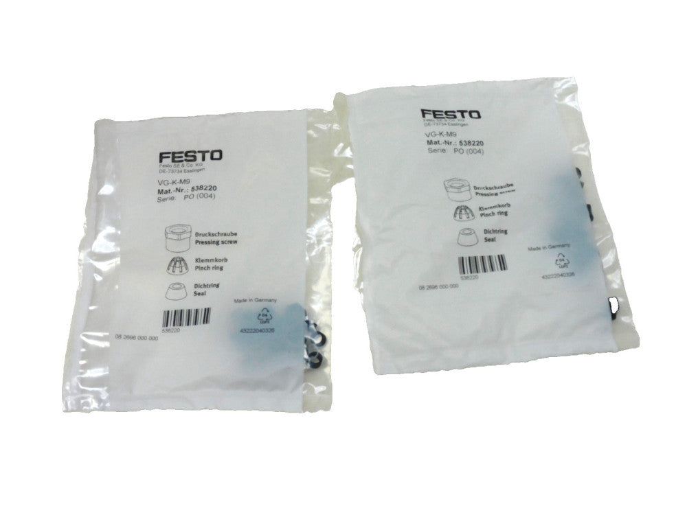 Festo VG-K-M9 Pressing Screw Pinch Ring Seal 538220 8pc Set Lot of 2