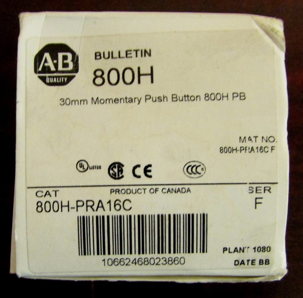 ALLEN BRADLEY Clear Lens Illuminated Momentary Push Button 120V 800H PRA16C