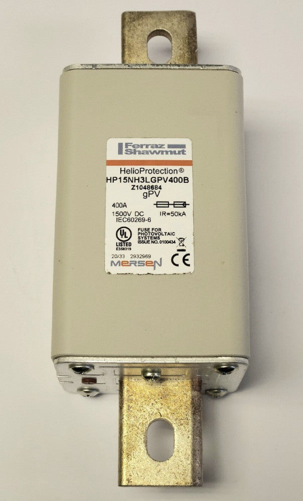 FERRAZ SHAWMUT HP15NH3LGPV400B 400 AMP Helio Protection Fuse 1500 VDC Z1048684