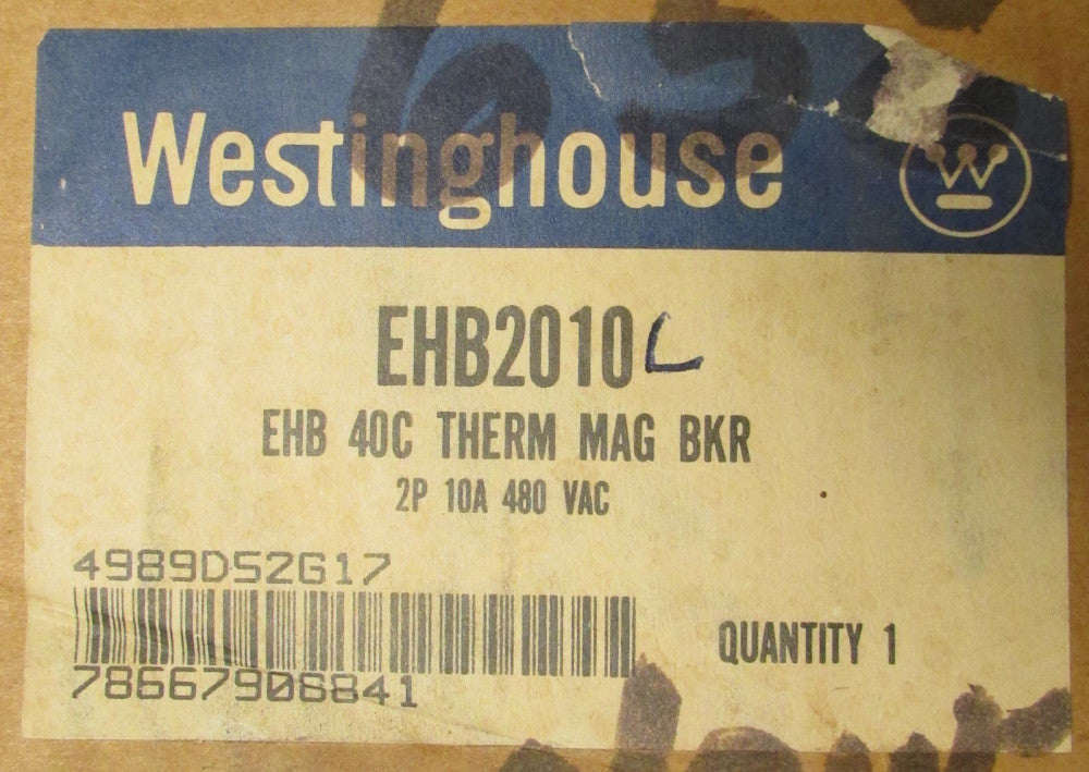 WESTINGHOUSE EHB2010 Type EHB Circuit Breaker 2 Pole 10 Amp 480VAC 
