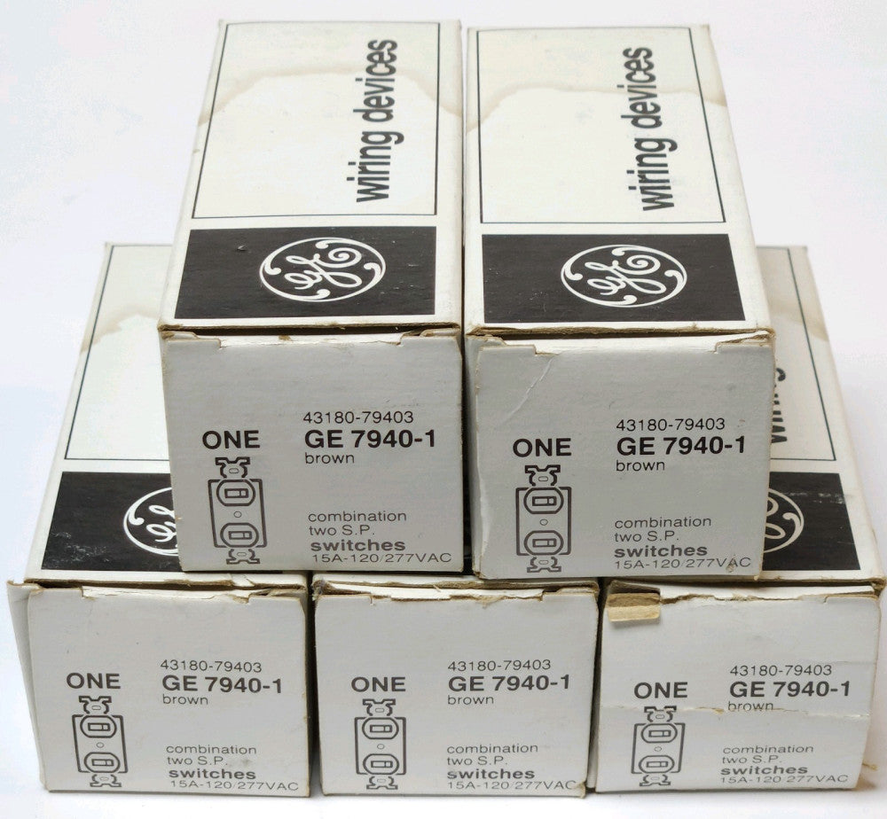 LOT OF 5 GENERAL ELECTRIC GE 7940 1 COMBINATION TWO SINGLE POLE SWITCHES 15A