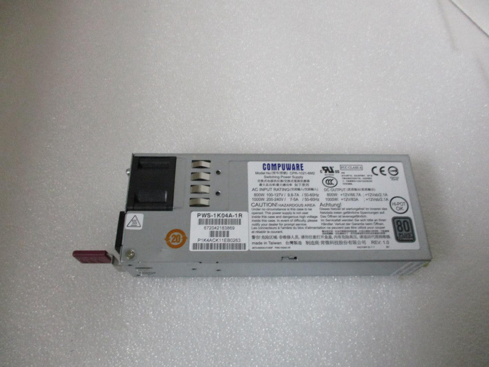 COMPUWARE CPR-1021-6M2 80 PLUS 1000W SWITCHING POWER SUPPLY PWS-1K04A-1R