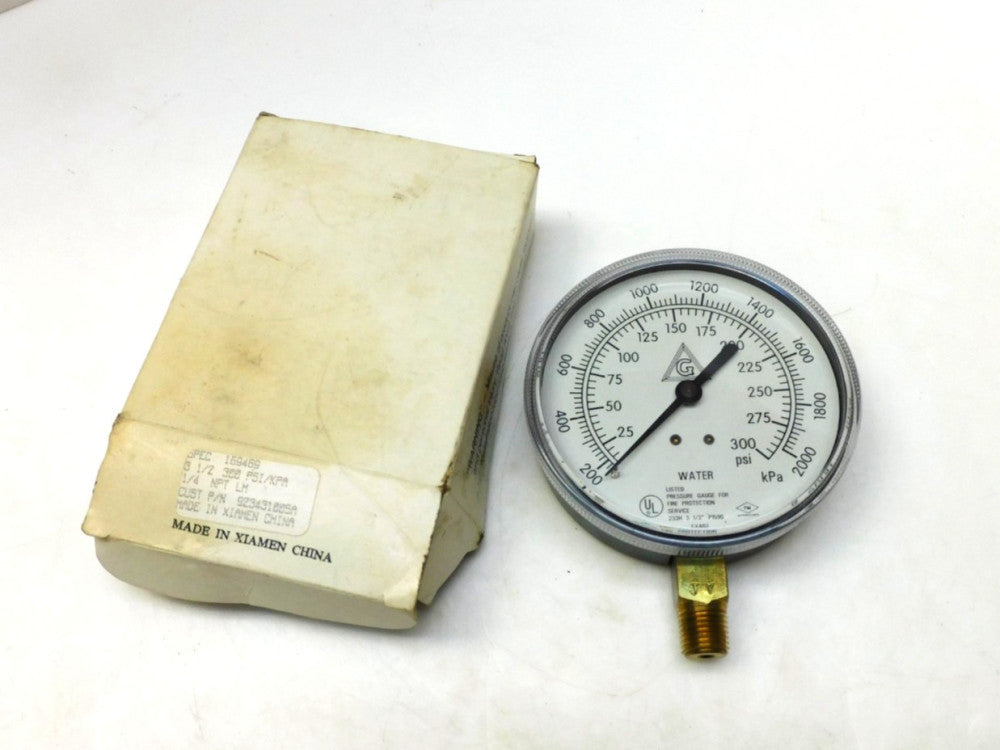 AMETEK US GAUGE PRESSURE GAUGE FIRE PROTECTION 233H P1590 3-1/2" FACE 1/4" NPT