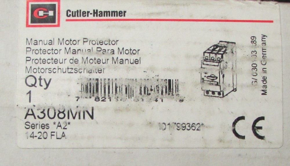 CUTLER HAMMER A308MN 14-20 Amp Manual Motor Protector