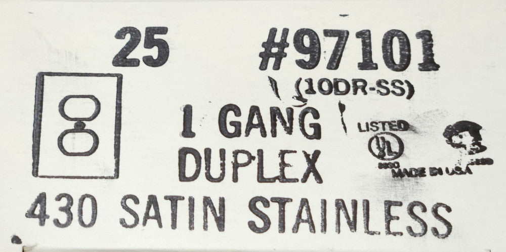 BOX OF 25 MULBERRY 97101 Single Gang 10DR-SS Stainless Steel Duplex Receptacle