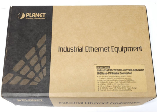 PLANET ICS 2105A Industrial RS-232 RS-422 RS-485 Over 100 BASE FX Media Converte