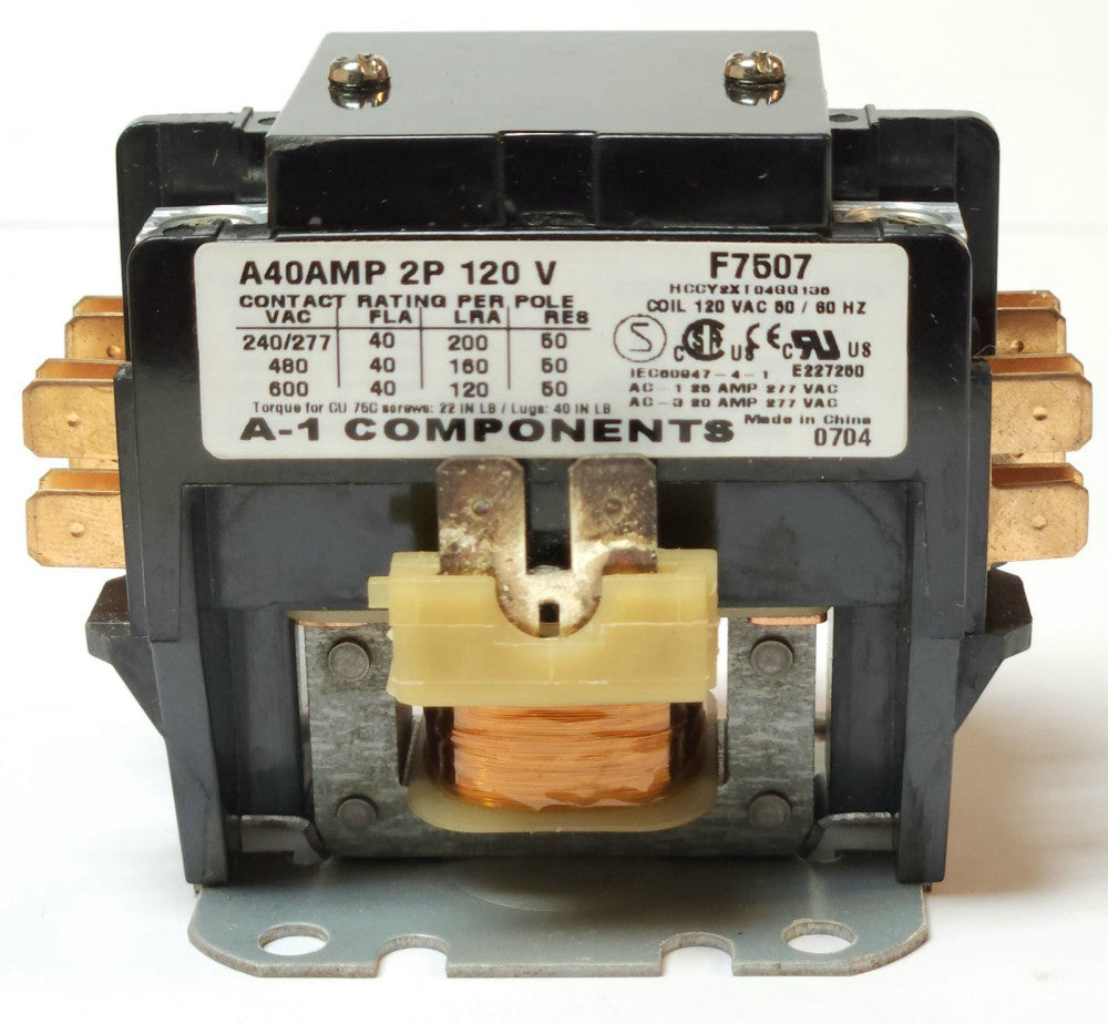 A-1 COMPONENTS A40AMP 2 Pole 40 AMP 208 120 VAC Contactor F7507