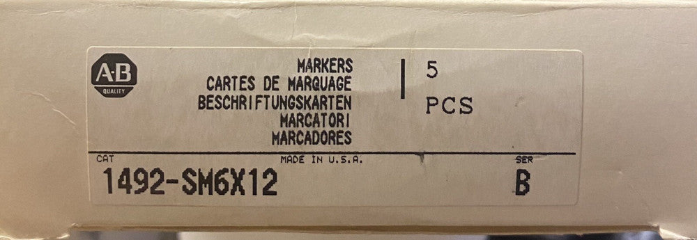 ALLEN BRADLEY (Box of 5) Snap in Marker Cards 1492 SM6X12C