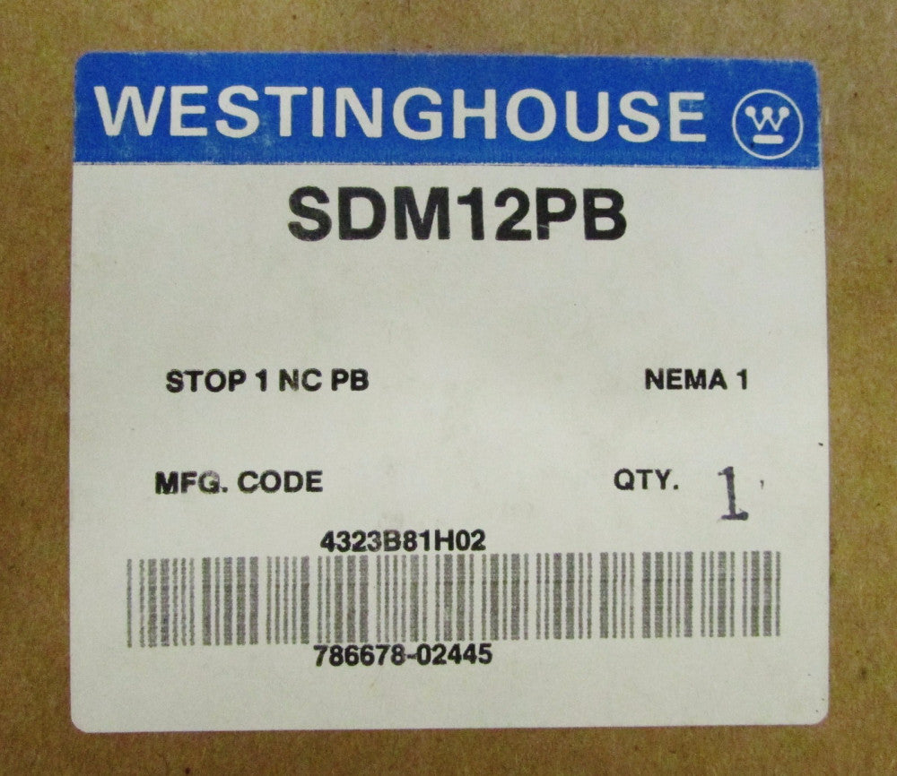 WESTINGHOUSE SDM12PB 1 NC STOP Push Button Enclosure Station 4323B81H02