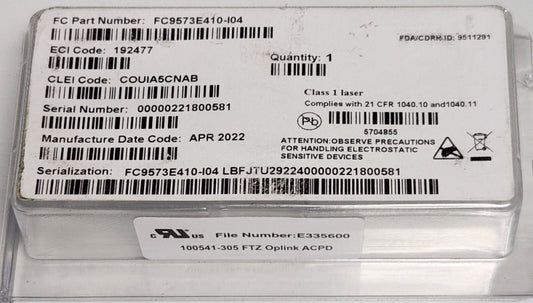 OPLINK TXP1XGDS1IFJTE2G FC FC9573E410 104 Network Transceiver Module