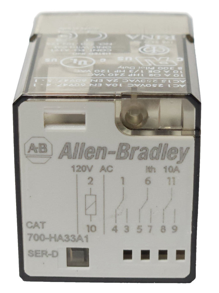 ALLEN BRADLEY  700 HA33A1 3 C/O 3 PDT 120 VAC Relay 10 AMP 11 PIN