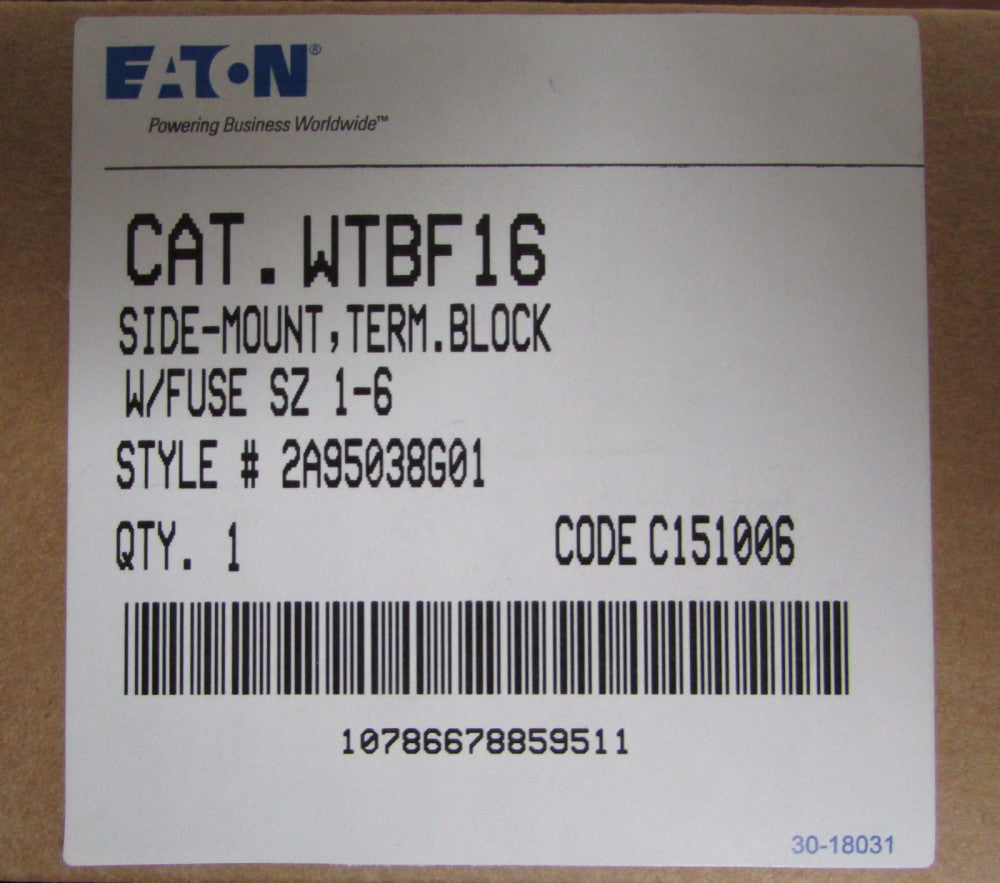 EATON WTBF16 Advantage Starter W200 Side Mount Fused Terminal Block 2A95038G01