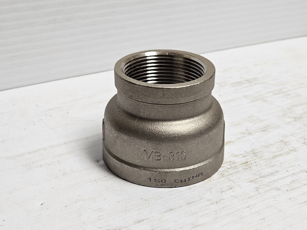 No Name 316 Stainless Female Threaded Reducing Coupling Fitting 150 2" 1-1/2"