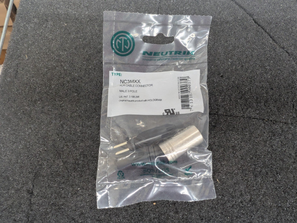 New, Neutrik, NC3MXX, 3P MALE CABLE CONN NICKEL HOUSING