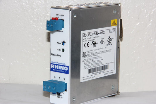 RHINO PSB24-060S 24V 2.5A DIN Rail Mount Industrial Power Supply 100-240V Input