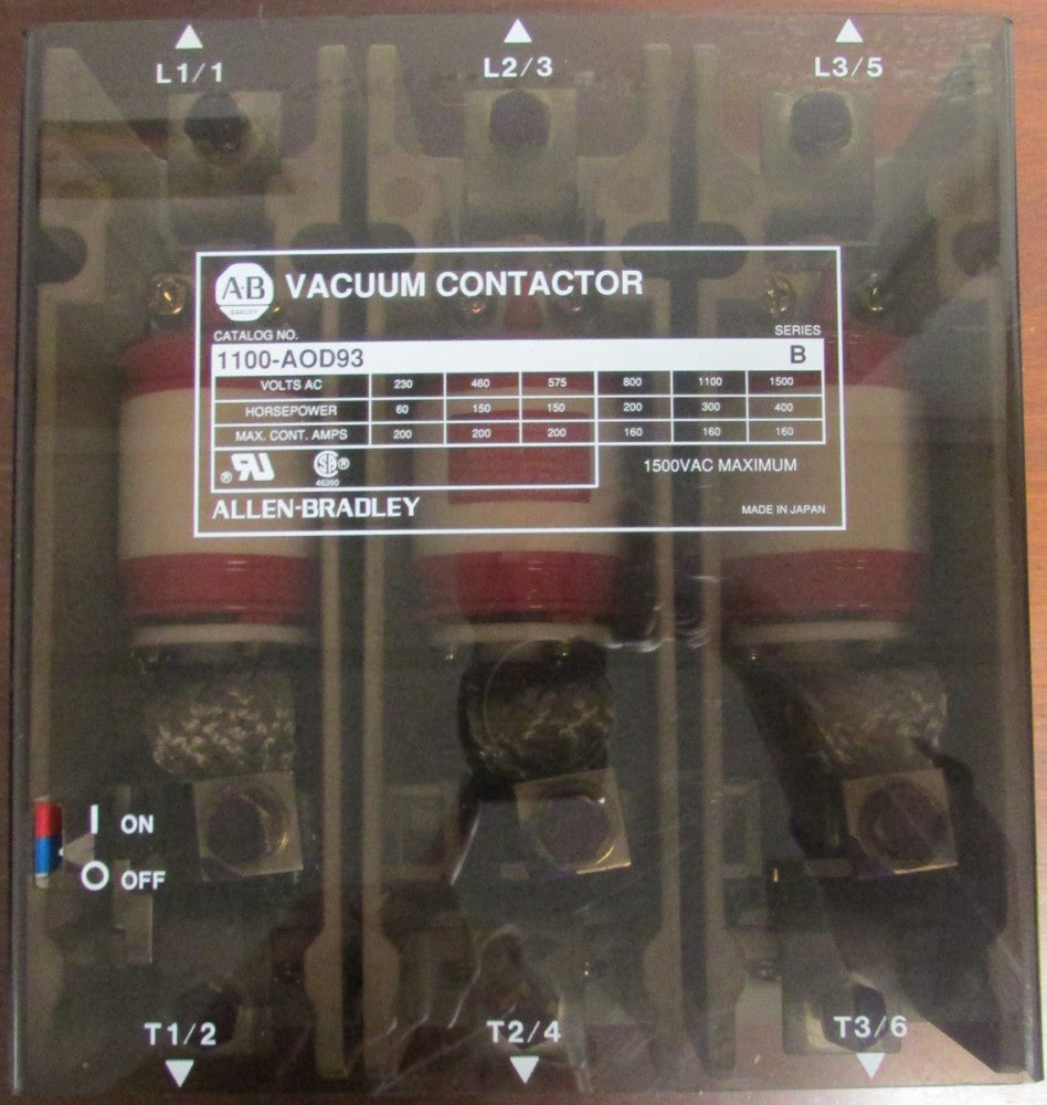 ALLEN BRADLEY Vacuum Contactor 230-1500V 160-200 Amp 60-100 HP 1100 AOD93