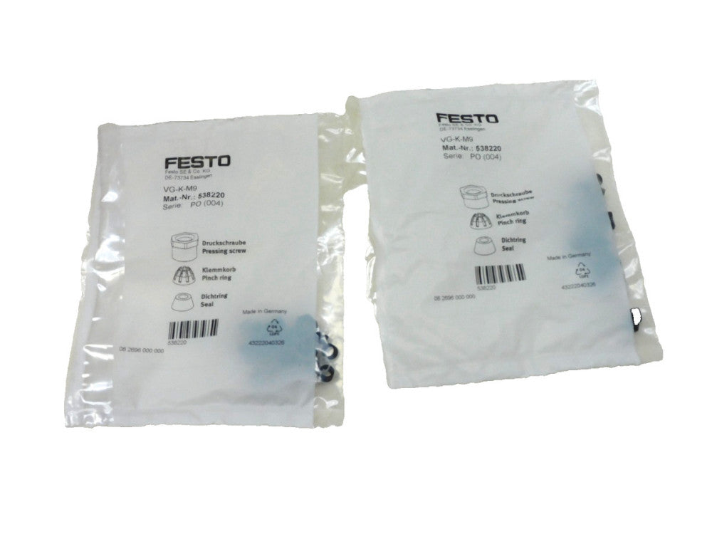 Festo VG-K-M9 Pressing Screw Pinch Ring Seal 538220 8pc Set Lot of 2
