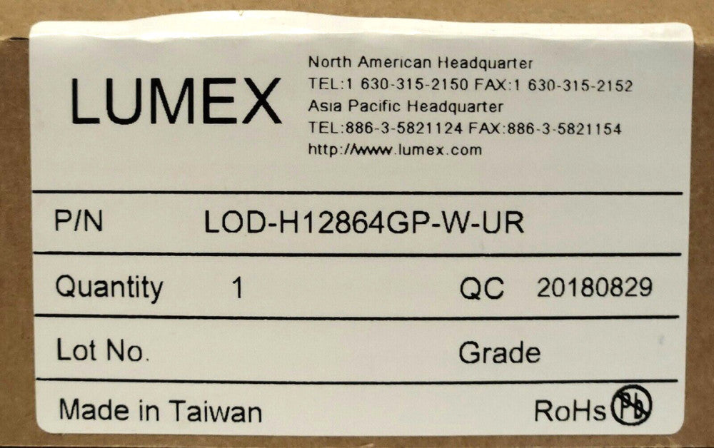 LUMEX LOD H12864 W UR Graphic LCD OLED DISPLAY SCREEN Module DIGIKEY 67 2277 ND