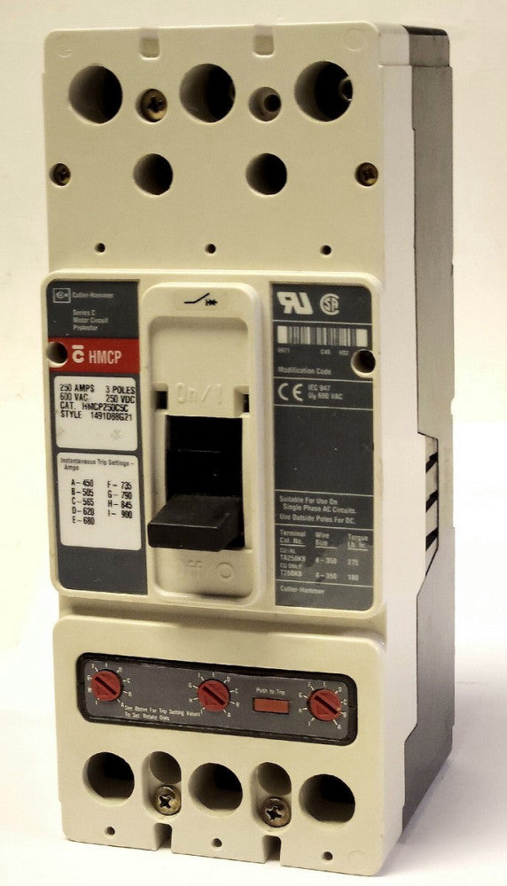 EATON CUTLER HAMMER HMCP250C5C 250 AMP HMCP Motor Circuit Protector 450-900 TRIP